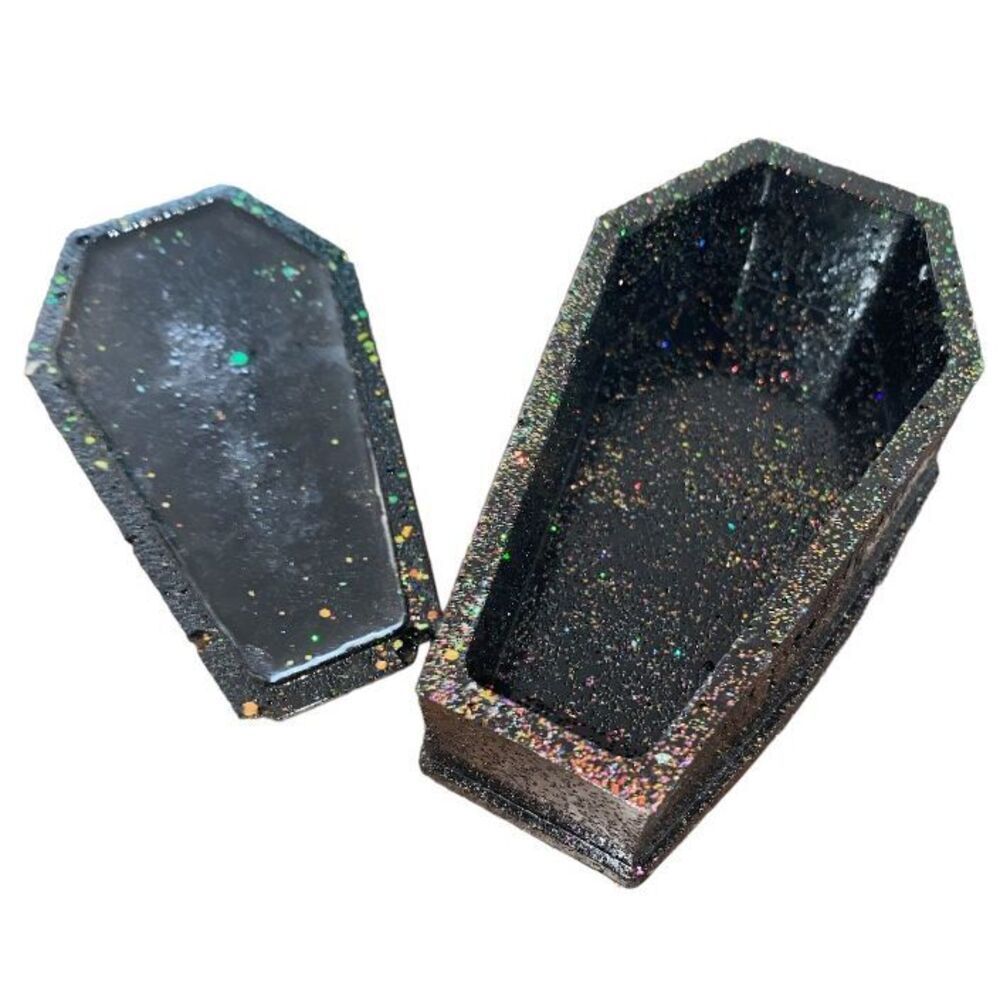 🌻5/$20🌻 Black with Rainbow Glitter Coffin Jewelry Box